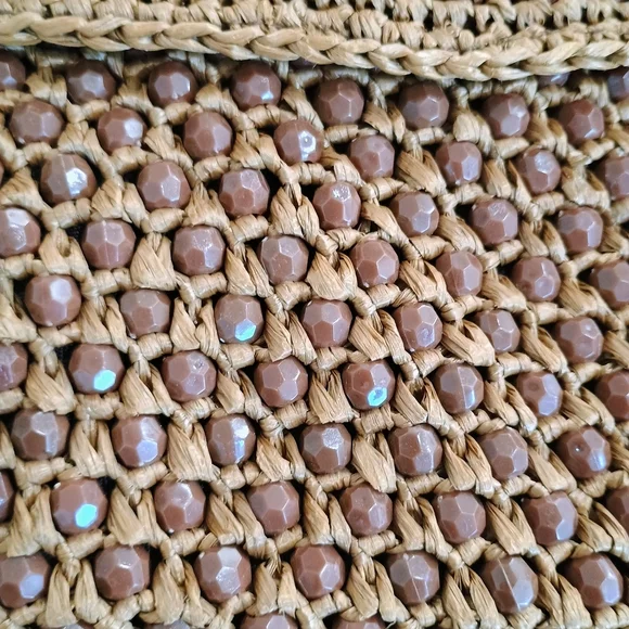 Brown Woven And Beaded Bag - Picture 2 of 3